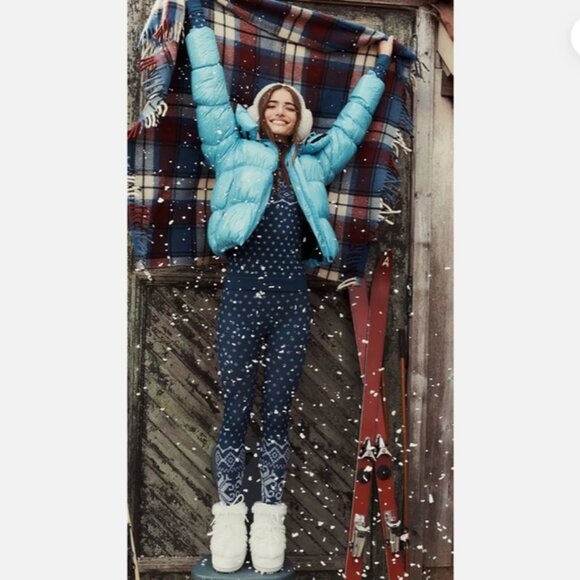 NWT SWEATY BETTY Deep Blue Fair Isle Base Layer Leggings Seamless Soft Sz Small - Picture 2 of 9